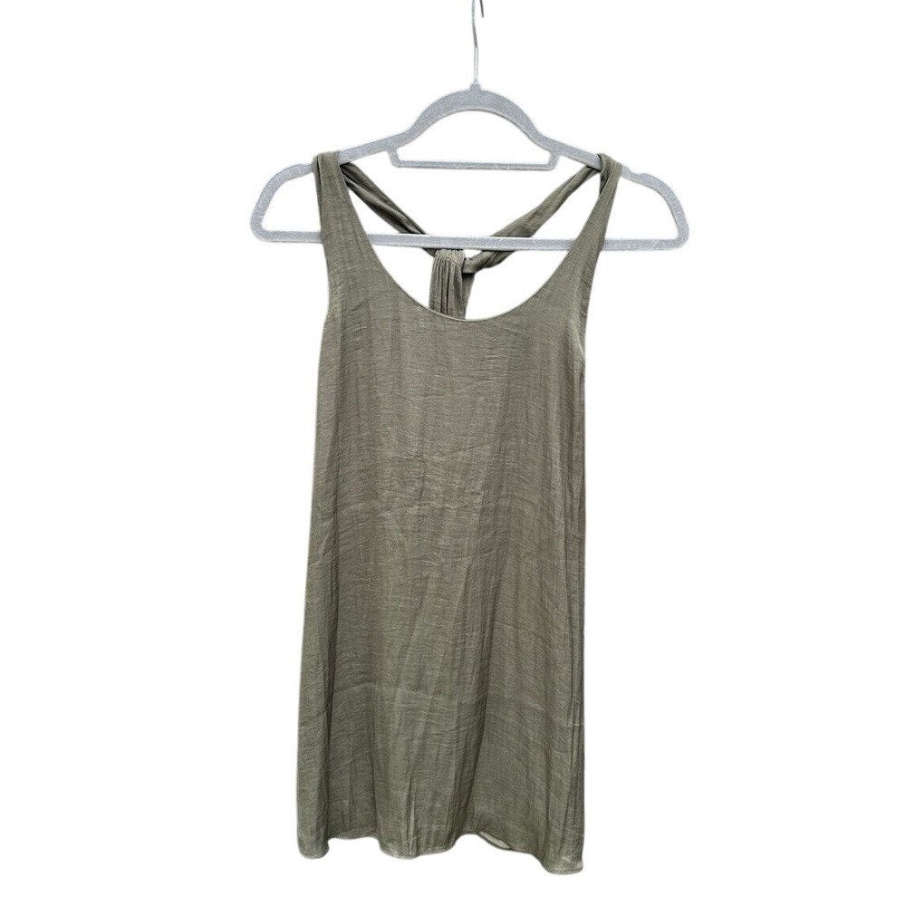 Trouve silky racer t-back mini dress in olive green, sz ‎ XS